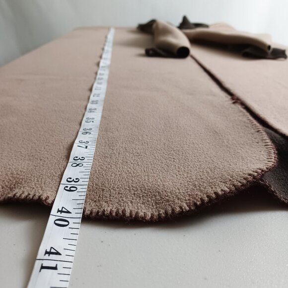 Brown Beige Reversible Poncho Cape - Picture 9 of 14
